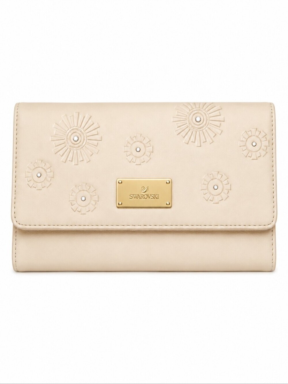 VTG SWAROVSKI Cream Floral Crystal Travel Wallet